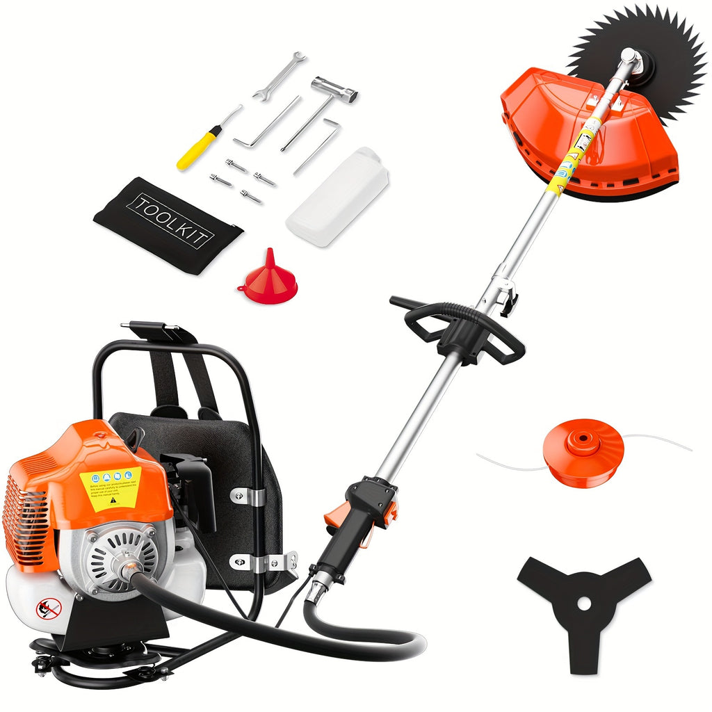 52CC Weed Eater Gas Powered, 3 In 1 Gas Weed Wacker Backpack Brush Cutter Gas String Trimmer 2-Stroke Grass Weed Trimmer