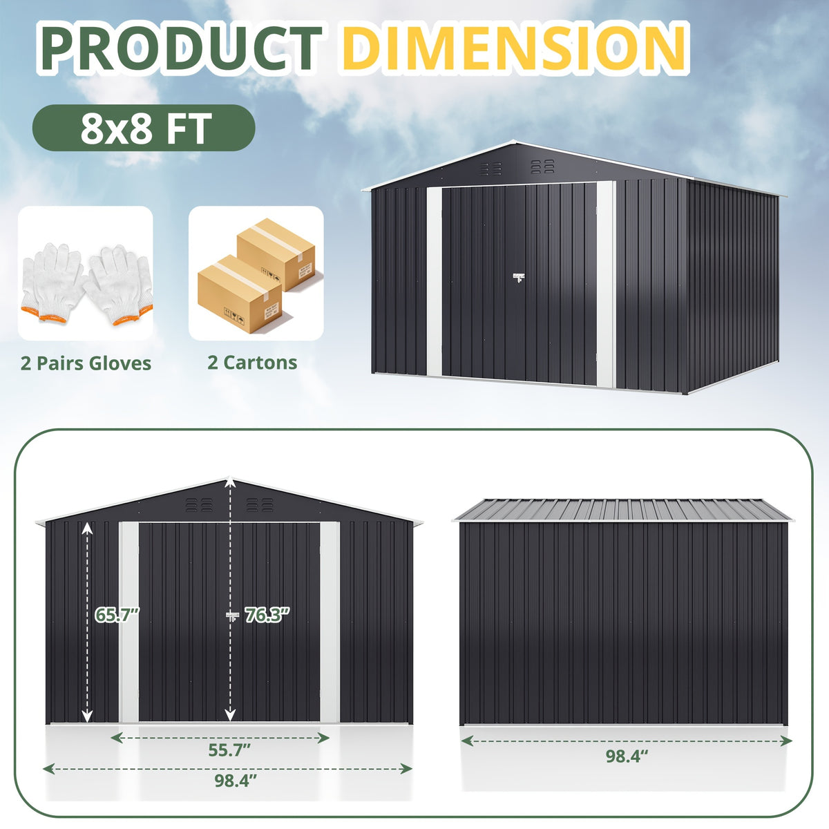 Metal Storage Shed, Large Outdoor Shed With Updated Frame Structure, Garden Tool Sheds For Backyard Patio Lawn, Grey