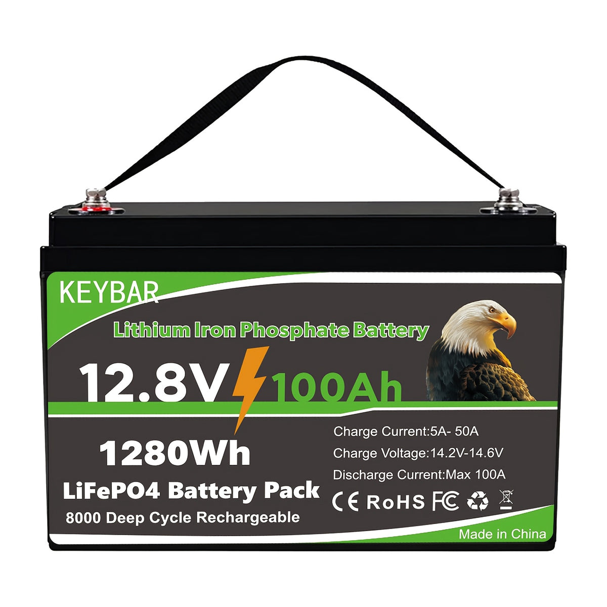 12V Lithium Battery 100AH with BMS And 8000 Deep Cycles 12V 100AH Lifepo4 Battery Grade A Cells for Marine Trolling Motor RV Camping Solar Golf Cart Off-Grid