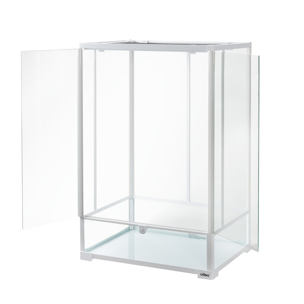 Oiibo 64 Gallon Reptile Tall Terrarium, Vertical Reptile Tank 24" X 18" X 36" Full Tempered Glass Double Front Opening Door with Top Mesh Lid, Reptiles Amphibians Habitat Enclosure (Knock-Down)