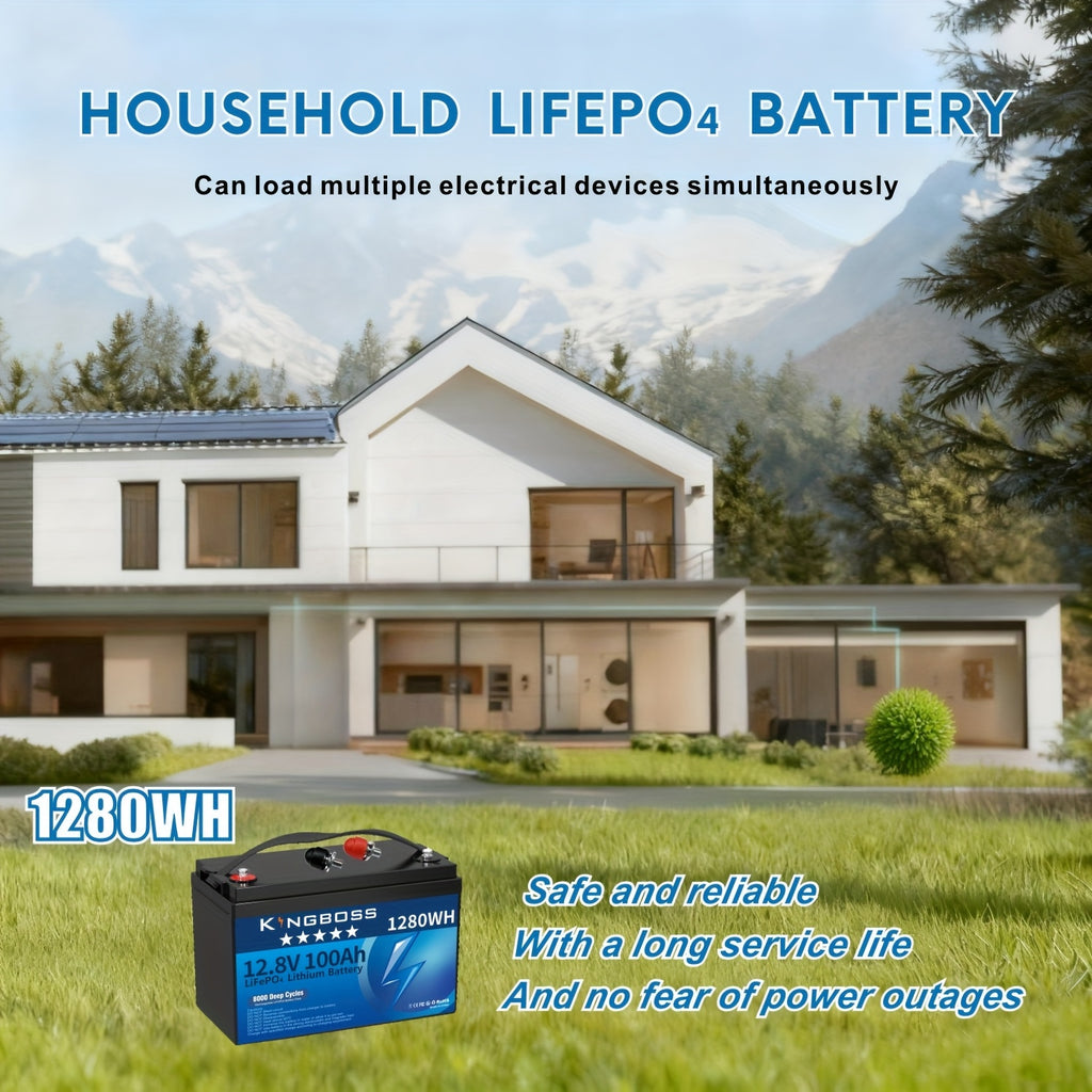 Marine Battery, LiFePO4 Lithium Battery 12V 100Ah | Deep Cycle Rechargeable Lithium Iron Phosphate Battery with 100A-BMS, Perfect for Solar, Marine, Home Energy Storage, Off-Grid Applications
