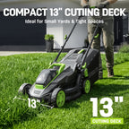 Deli Steelite 17"/13" Cordless Lawn Mower, 21V Battery Powered Walk-Behind Push Mowers, Electric Lawn Mowers With Brushless Motor, 2-in-1 Mulching & Bagging, 6/5 Heights Adjustment, 1*4.0 Battery Or 2*4.0 Batteries
