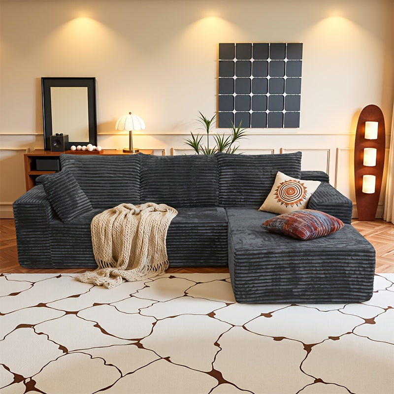 103-inch L-shaped Sofa, a Multifunctional Transforming Compression Sofa Bed with Chaise Lounge, Comes with 2 Throw Pillows, Built-in High-density Supportive Sponge, a No-assembly-required Sofa Chair Suitable for Bedrooms and Living Rooms