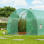 VEVOR Walk-in Tunnel Greenhouse 19.36x9.68x7.4/27.38x9.5x7.38ft Galvanized Frame PE Cover Green (No Door)