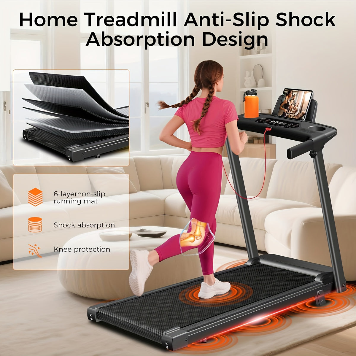 3-in-1 Treadmill with 14% Incline, Portable Treadmills for Home with Handle, Foldable Treadmills with 300 Lbs Weight Capacity, 3.0HP Quiet Walking Pad Treadmill