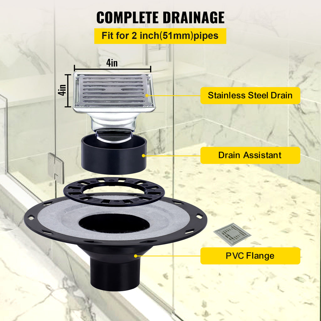 VEVOR Shower Curb Kit with 38 x 60-Inch Sloped Tray for Bathroom Floor and Wall Installation