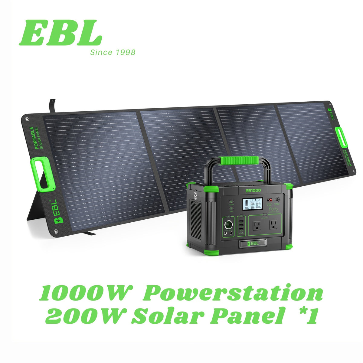 1000W Portable Power Station, Solar Generator 999Wh (Peak 2000W), Power Station with 110V Pure Sine Wave AC Outlet, Digital Display, PD 60W USB-C Fast Charging, Backup Battery for Home Emergency, Outdoor Camping, Road Trips
