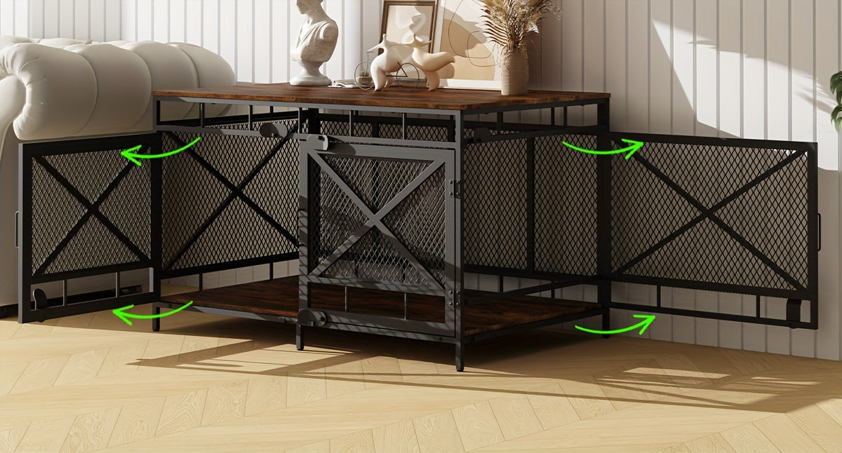 Dog Crate Furniture, Dog Kennel for Small Medium Large Breed, Heavy Duty 43" Large Corner Dog Crate, Indoor Pet Cage with Side Door