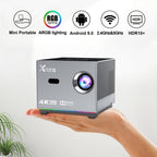 Smart Mini Projector, HD Portable With Dual Band WiFi 6 And BT 5.0, Supports 8K Decoding Native 720P 200 Inch Screen, Android 11.0 OS, Compatible With Smartphones iPad TV HDTV, Creating A Mobile Home Theater Experience, A Budget Gift Suit
