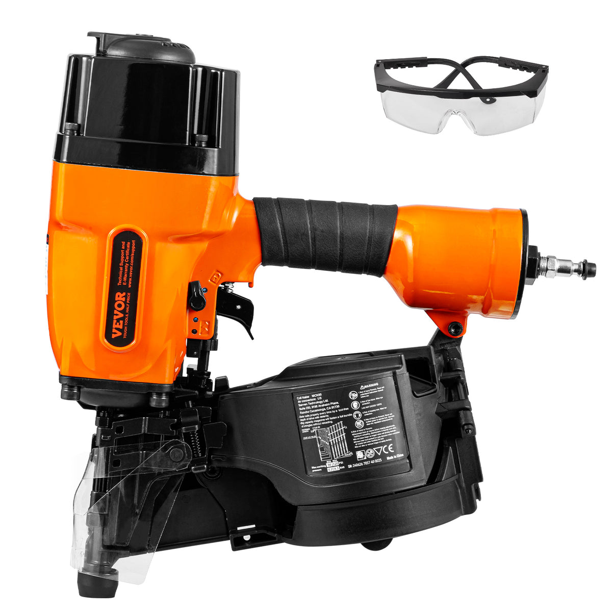 Coil Siding Nailer for Fences and Pallets — VEVOR MCN65/90 15-Degree Pneumatic Nail Gun One hundred