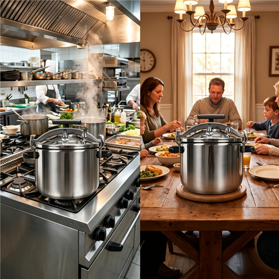 Commercial 26.5 Qt Stainless Steel Pressure Cooker -for Restaurant & Hotel Kitchens, Induction/Gas