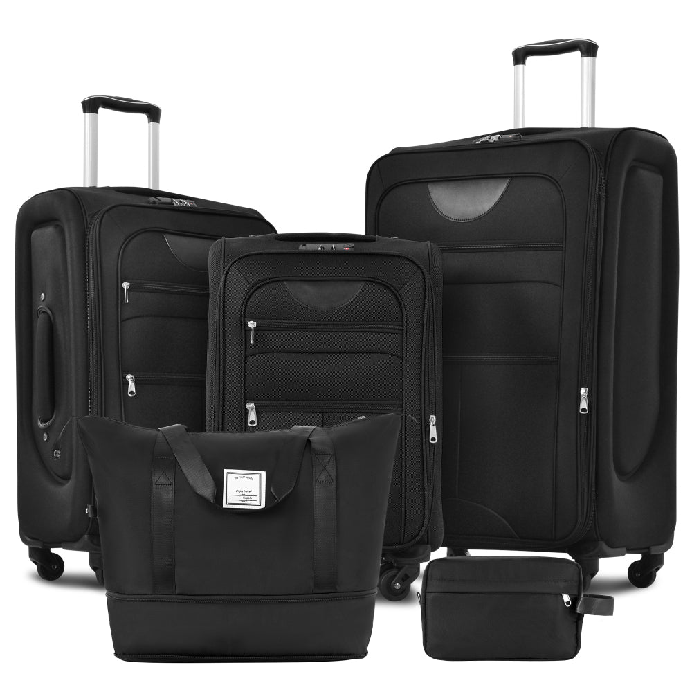 Suitcase Set Softside 3pcs Expandable Luggage with TSA Lock Spinner Wheels Lightweight Upright Luggage with Travel Bag, 22/ 26/ 30 IN