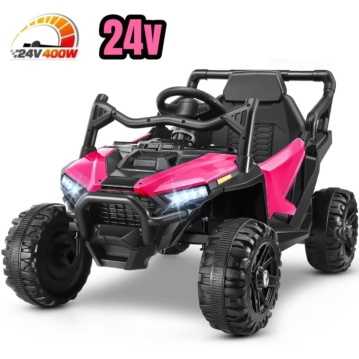 24V Children's Electric Ride On Car, 14 "seat Children's Electric Car, with Remote Control, Spring Suspension, LED Lights, Seat Belt, Music Playback, The Perfect Gift for Christmas & New Year & Children's Birthday, Suitable for All Kinds Of Terrain