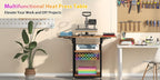 VISOUD 3-Tier Foldable Heat Press Machine Table, Portable Metal Stand with Vinyl Reel Holder, Heavy-Duty for DIY Sublimation Printer, White - Crafts, Crafts & Sewing Supplies, Heat Press Machine Accessories