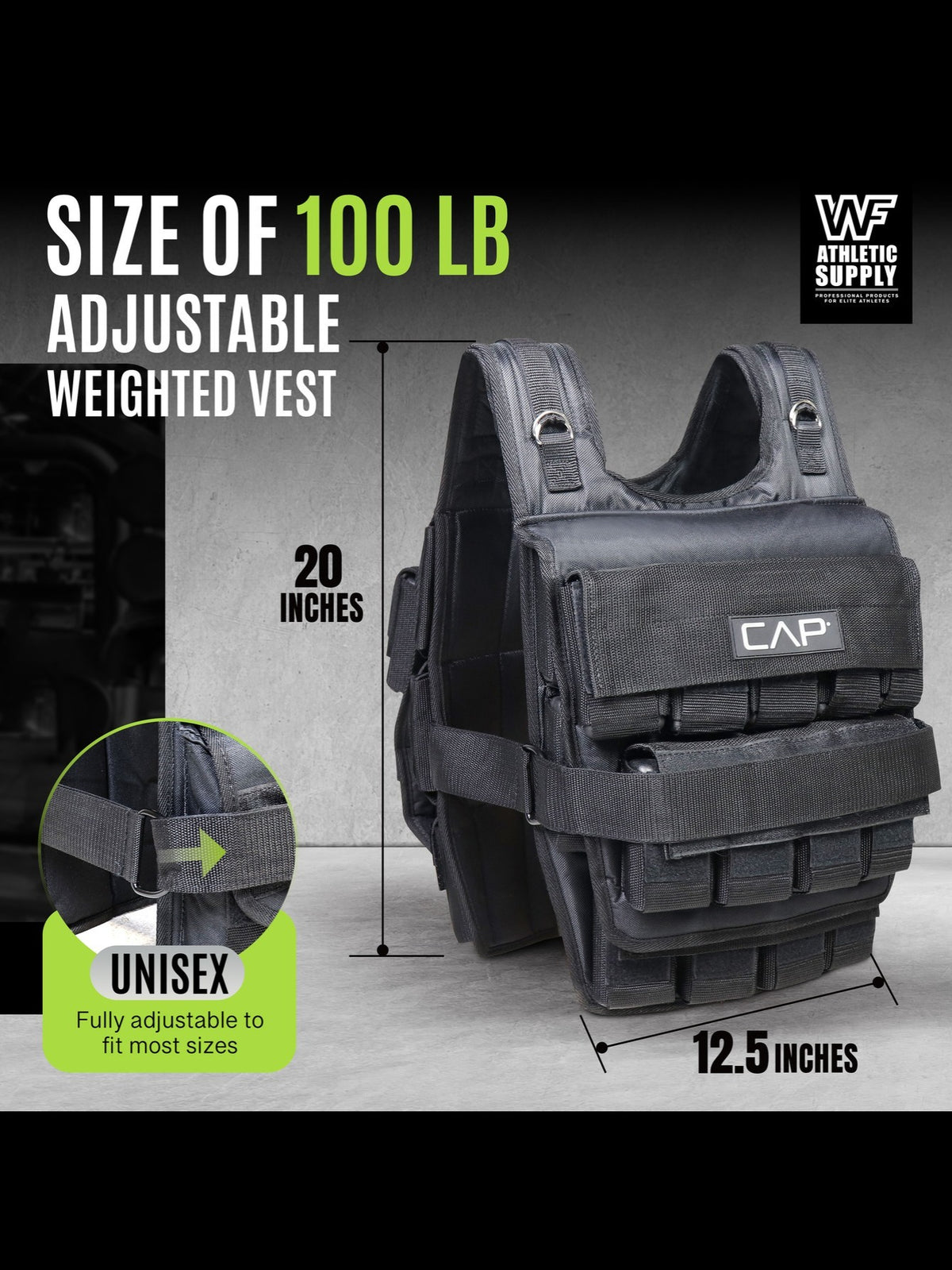 100LB Adjustable Weighted Vest for Strength Training, Workout and Running, Body Weight Vest for Men and Women, Weighted Jacket, Removable Weight Included, Regular Length