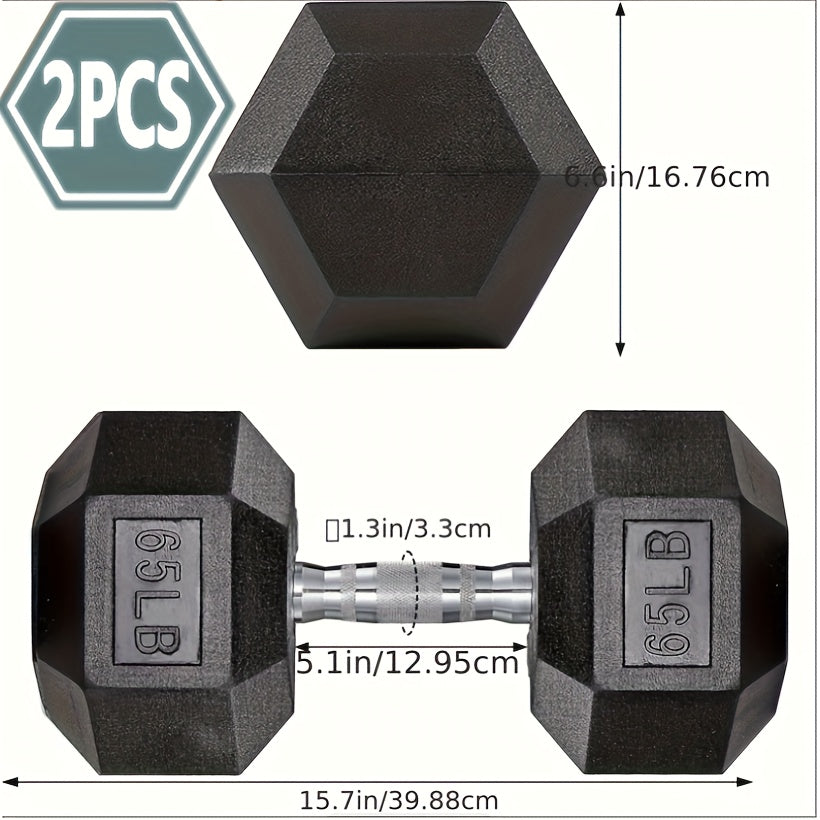 Rubber-Coated Hex Dumbbell Set, 60–85 lb Pair Options for Weightlifting and Strength Training