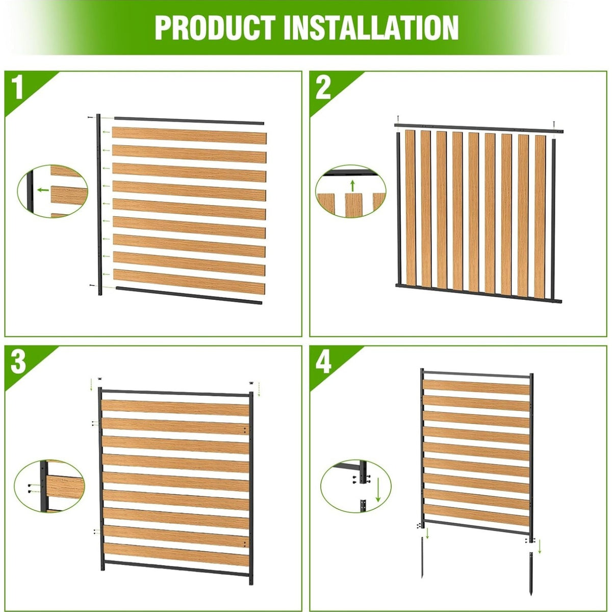 Metal Air Conditioner Fence 2 Panels - 40.27' W x 54.6' H Outdoor Privacy Screen, No Dig Wooden Privacy Screen for AC Unit, Trash Can, Pool Equipment, Yard Garden