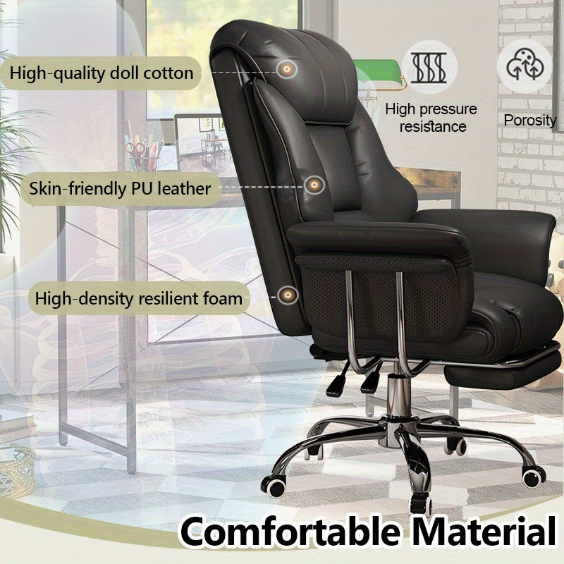 Executive Leather Office Chair, Comfy Desk Chair with Lumbar Support, Adjustable Height And Tilt, Rolling Swivel Chair, an Ergonomic Computer Chair