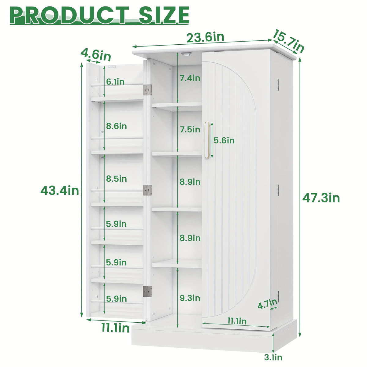 Multifunctional Storage Cabinet 47Inch Kitchen Pantry Cabinet with Drawer, Pantry Storage Cabinet with Adjustable Shelves, White Kitchen Pantry Storage Cabinet, Buffet Cupboards Sideboard