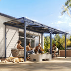 Wall-Mounted Hardtop Gazebo with Polycarbonate Roof — Lean-To Aluminum Patio Cover in Five Size Options