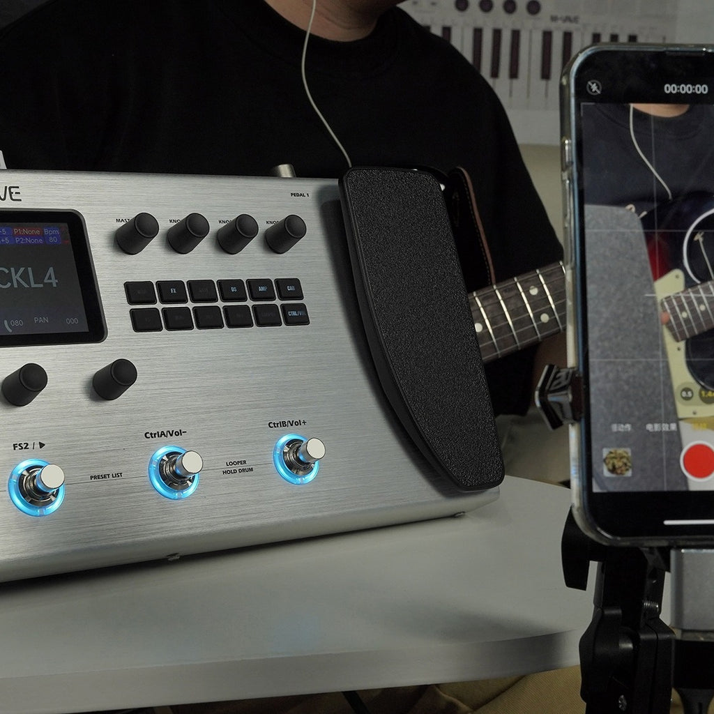 M-VAVE MK-300 -in- Electric Guitar & Bass Multi-Effects Processor with Drum Machine Backing Loop, Emulated Amplifier Suitable for Studios, Performances, Recording Gear, Looping Effects Unit