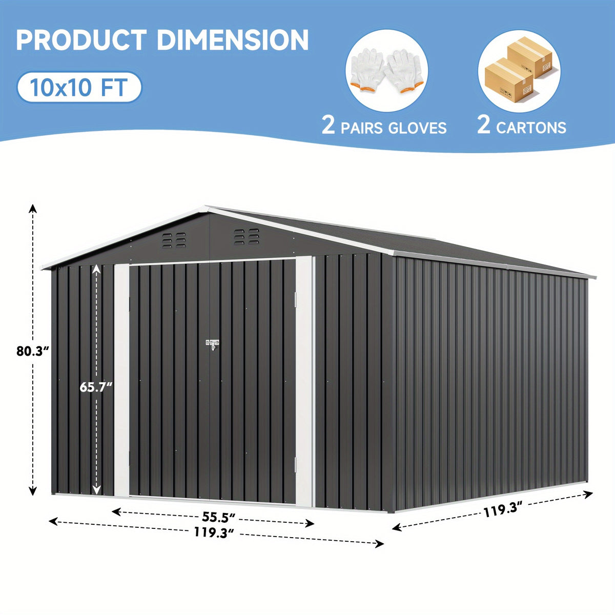Metal Storage Shed, Large Outdoor Shed With Updated Frame Structure, Garden Tool Sheds For Backyard Patio Lawn, Grey