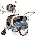 2in 1 Pet Bicycle Trailer with A 6" Stroller Wheel Suitable for Small And Medium Dogs, Carrier Up to 66 LBS, Easy Folding Cart Frame, Quick Release Wheel, Universal Bicycle Coupler