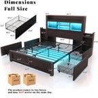 Wooden Platform Bed Frame with 4 Storage Drawers and Farmhouse Styling for Organized Bedrooms
