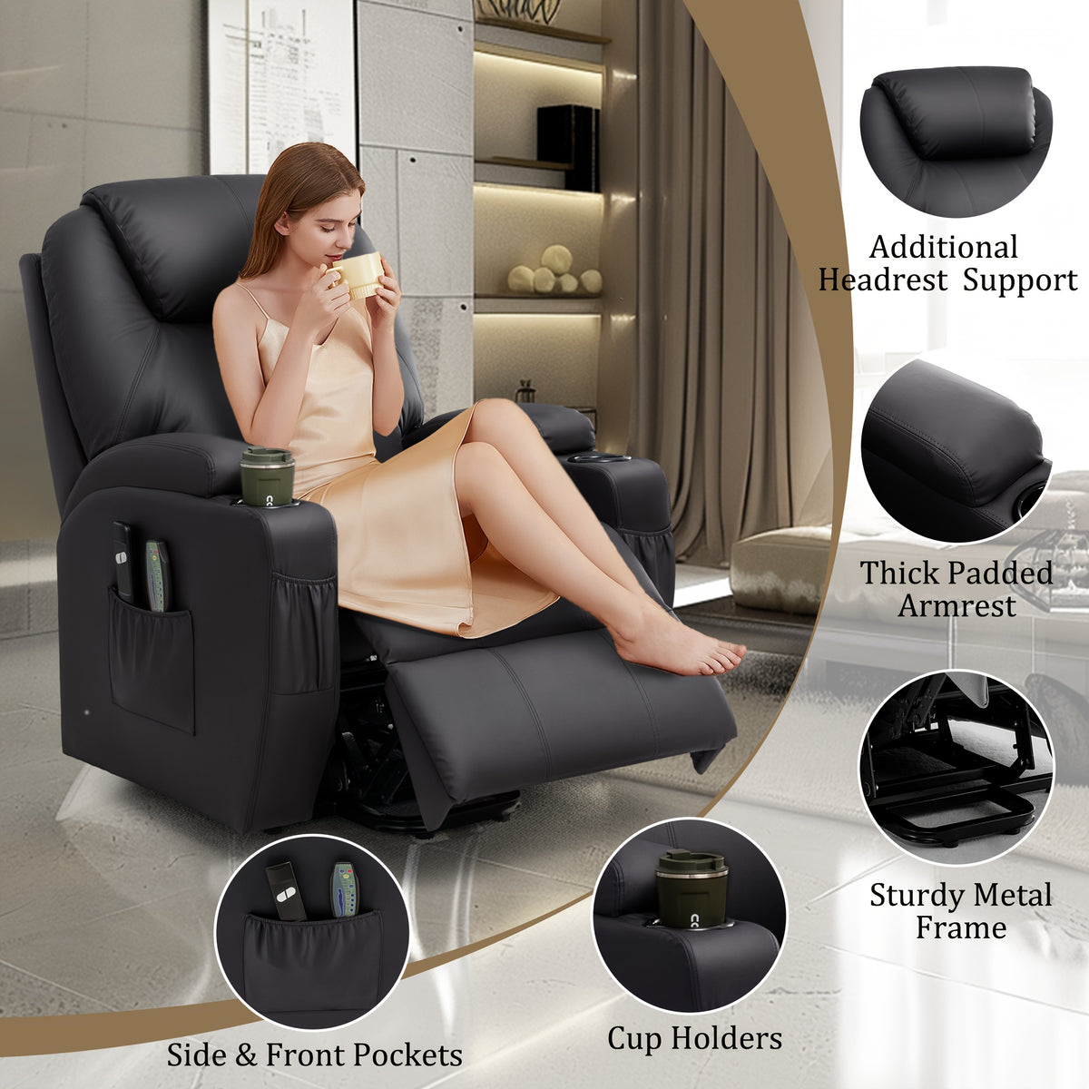 A Special Massage Chair for Personal Care And Home Use, Massage Chair Clearance Deal, Power Lift Recliner Chair, The Electric Chair Features Massage And Heating Functions, Comes with A Remote Control And Cup Holder, Holiday Gift