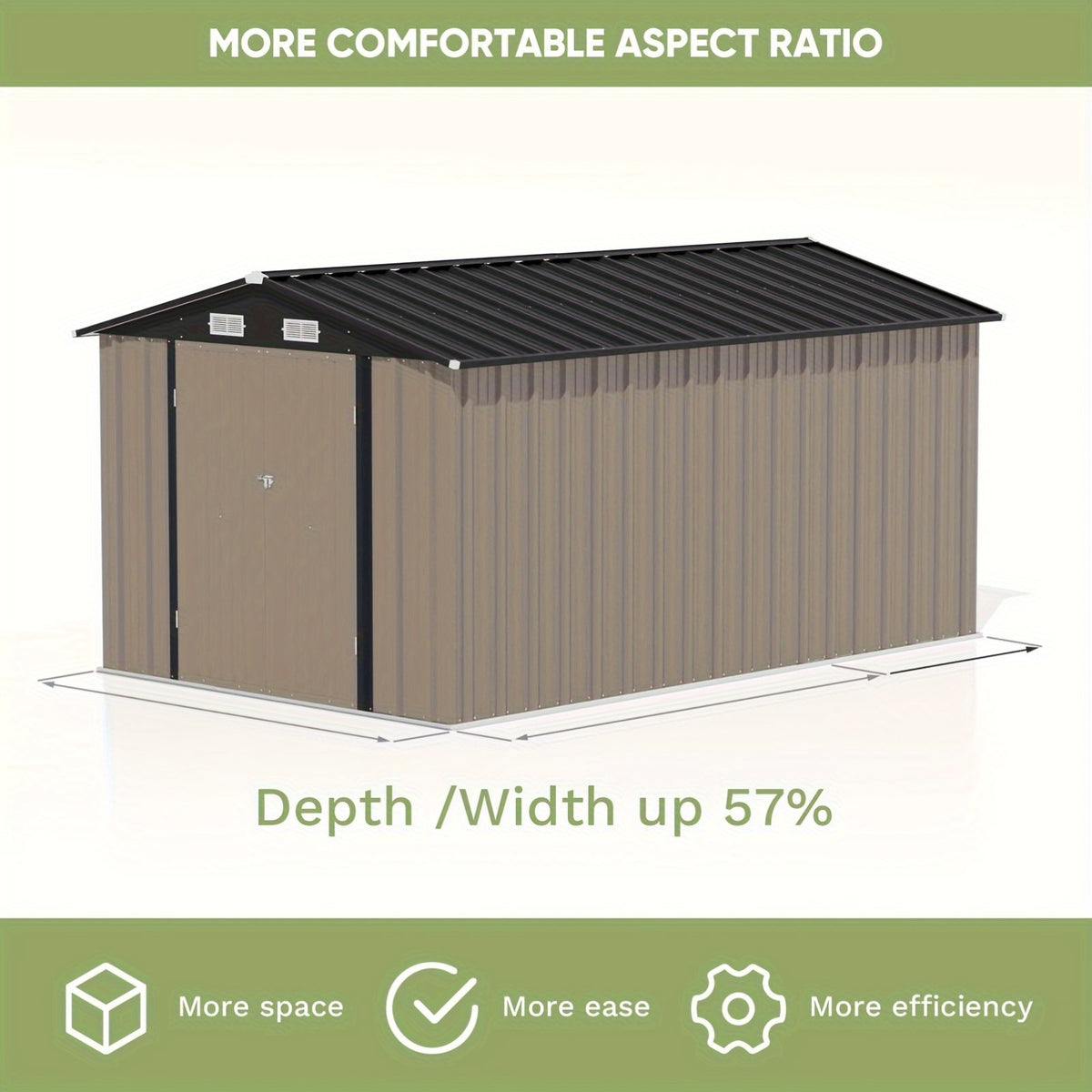 GUNJI 6X3.5 FT And 8X10 FT And 8X12 FT Outdoor Storage Shed, Large Metal Garden Shed with Lockable Waterproof Door, Garbage Cans, Pool Supplies, Tool Sheds for Backyard Garden Patio Lawn