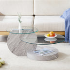 Glass Coffee Table for Small Spaces with Three-Tier Storage and a Clear Tempered Glass Top