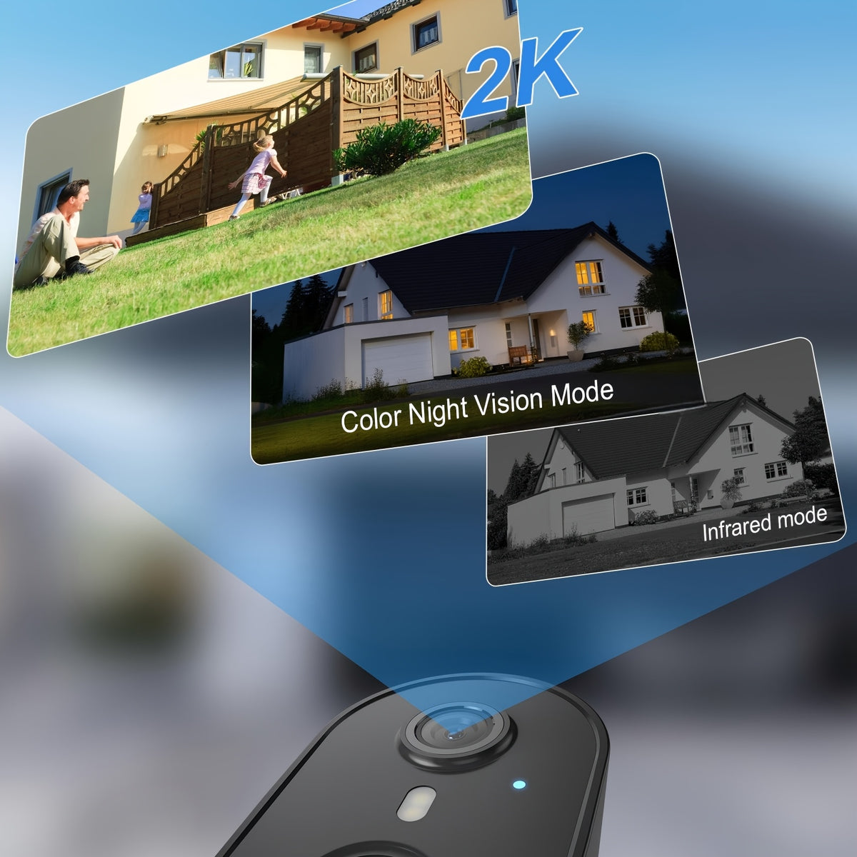 4MP Outdoor Camera with Battery Backup, Wireless Surveillance System Suitable for /Business, PIR Motion Detection, Color Night Vision, Alexa Compatible, SD/Cloud Storage, 2-Way Audio, Mobile App