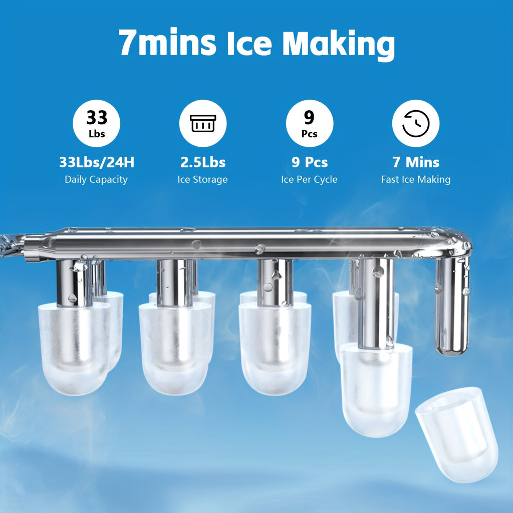 ADVWIN 3-In-1 Water Cooler Dispenser with Ice Maker, 35Lbs/24H, Top Loading 3 Or 5 Gallon, Ice Maker Machine for Home Office, Hot And Cold Water Dispenser, Child Lock