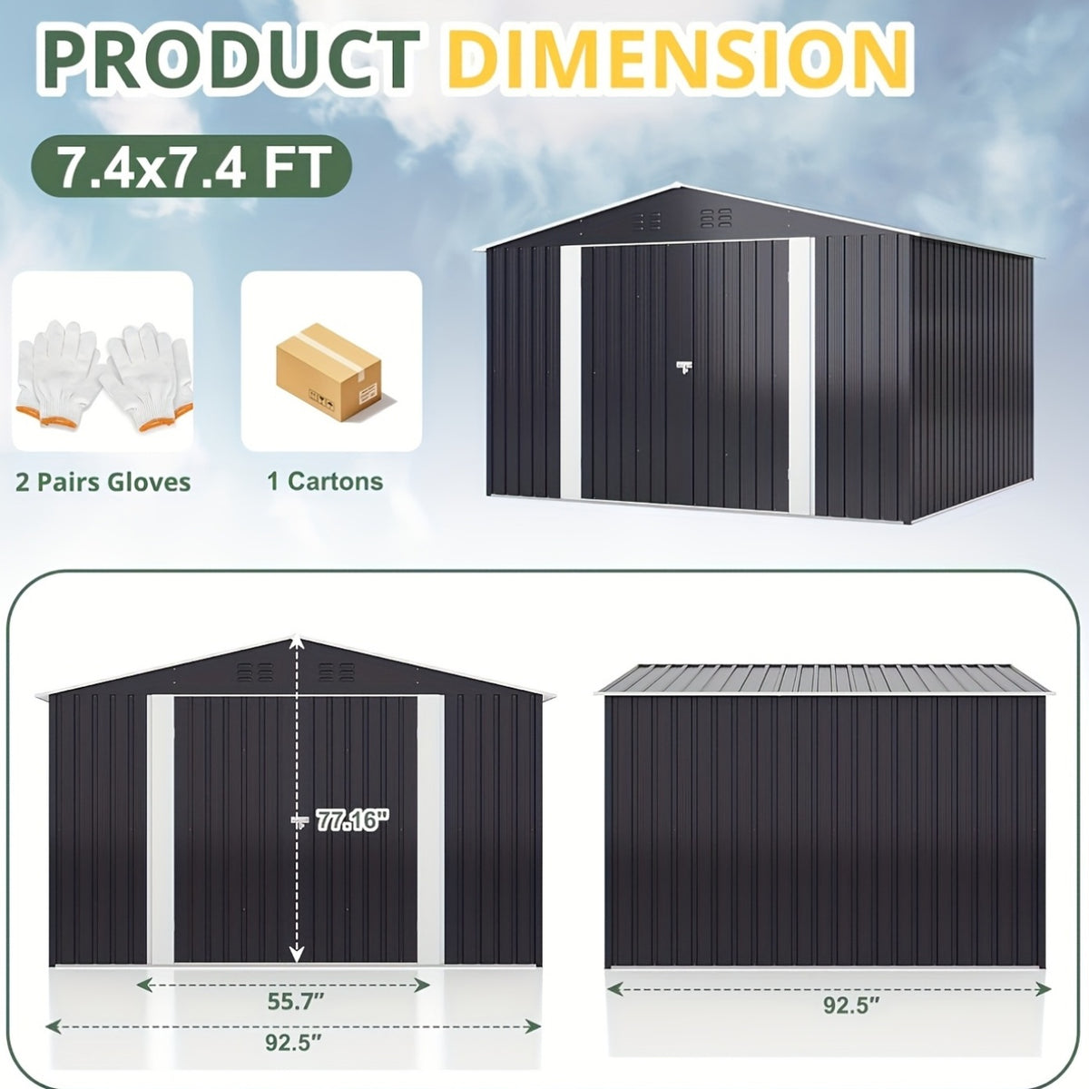 8x8/10x10 FT Outdoor Storage Shed, Garden Shed With Updated Frame Structure And Lockable Doors, Metal Tool Sheds For Backyard Garden Patio Lawn, Grey