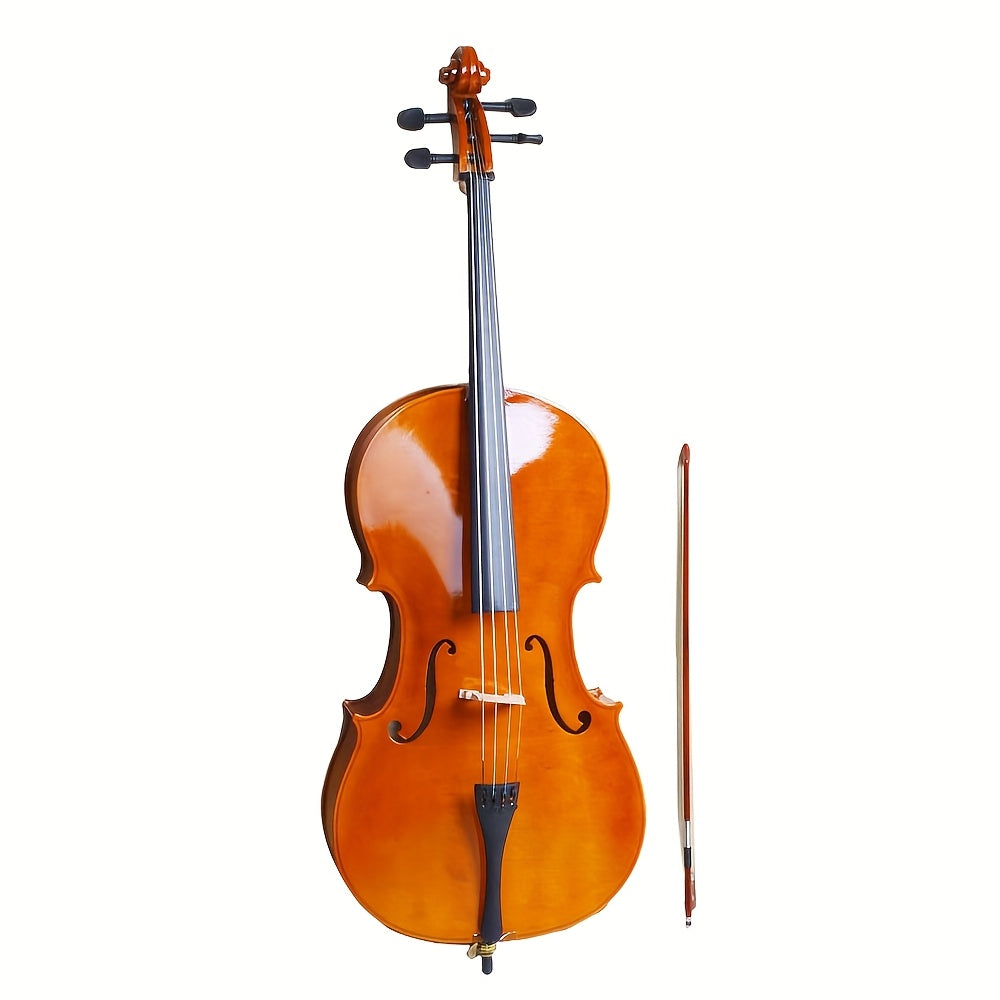 Full-Size Acoustic Cello Set by Glarry, 4/4 Beginner Instrument with Padded Carrying Bag and Bow