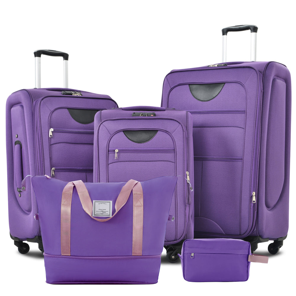 Suitcase Set Softside 3pcs Expandable Luggage with TSA Lock Spinner Wheels Lightweight Upright Luggage with Travel Bag, 22/ 26/ 30 IN