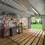 [Extra-Large Metal Shed] 5X3/12X16/12X18 FT Outdoor Storage Shed, Extra-Large Metal Shed With Hinged Door And Windows, Heavy-Duty Metal Tool Shed For Backyard, Garden, Patio, Or Lawn, Black