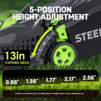 Deli Steelite 17"/13" Cordless Lawn Mower, 21V Battery Powered Walk-Behind Push Mowers, Electric Lawn Mowers With Brushless Motor, 2-in-1 Mulching & Bagging, 6/5 Heights Adjustment, 1*4.0 Battery Or 2*4.0 Batteries