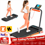 Foldable Treadmill with Incline Upgrade, 3.0 HP Low Noise Walking Pad Treadmill with Handlebar, 4 in 1 Portable Under Desk Treadmills for Home/Office, 350 Lbs Capacity, APP And Remote Control, LED Display, Without Battery