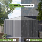 GUNJI 10 X10ft & 8 X 6ft 6 X 4ft & 5 X 3ft Storage Shed with Floor Frame, Metal Tools Shed with Design Of Lockable Doors, Utility And Tool Holder for Garden, Workshop, Backyard, Can Hold Various Tools