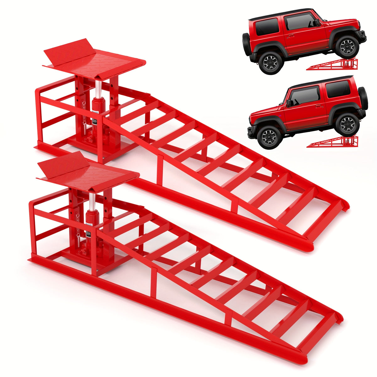 2-Pack Hydraulic Car Ramps, 11050LBS 5T Car Ramps High Lift 9"-14.2", Heavy-Duty Iron-Made Vehicle Lift Ramps, Automotive Truck Service Ramps for Oil Changes And Maintenance