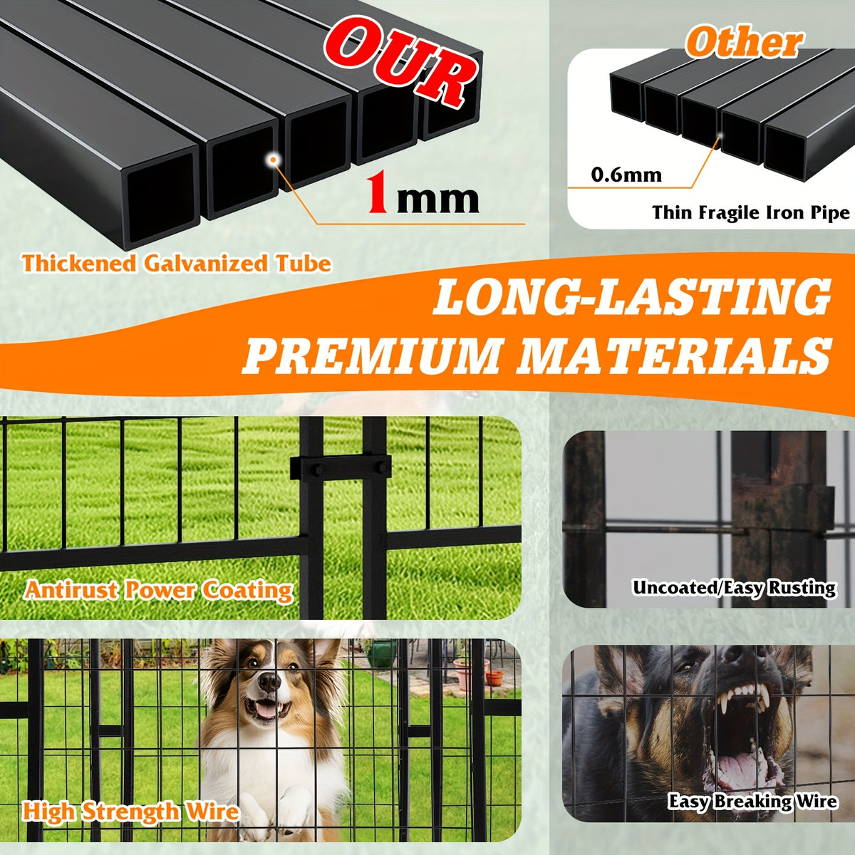 Large Outdoor Dog Kennel Measuring 8X4X6 Feet - Sturdy Welded Wire Steel Playpen Enclosure for Dogs - Includes A, Uv-Resistant Cover And a Secure Lock for Your Backyard