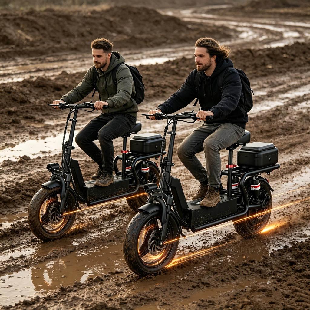 [Long Range Scooter] Commuter Electric Scooter With Seat, 54.6V 16.5Ah Electric Scooter With Detachable Box, Shopping Cart And Grocery Cart And Multi-Purpose Cargo Scooter, Large Capacity Battery For 25-35 Miles Long Range, New Smart Throttle With 3 Speed