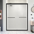 56-60" W X 72" H Double Sliding Shower Door - 1/4" (6Mm) ANSI/SGCC Tempered Glass | Matte Black/Brushed Nickel Aluminum Frame And Stainless Steel Handles