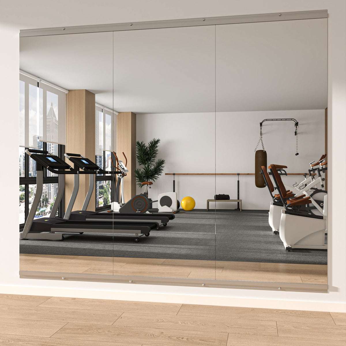 Hasipu Home Gym Mirror Large Full Body Mirror for Yoga, Large Wall Mirror Full Length for Fitness, Garage, Dance Studio, 0.16in Tempered Glass Frameless Mirror-1pc/2pcs/3pcs