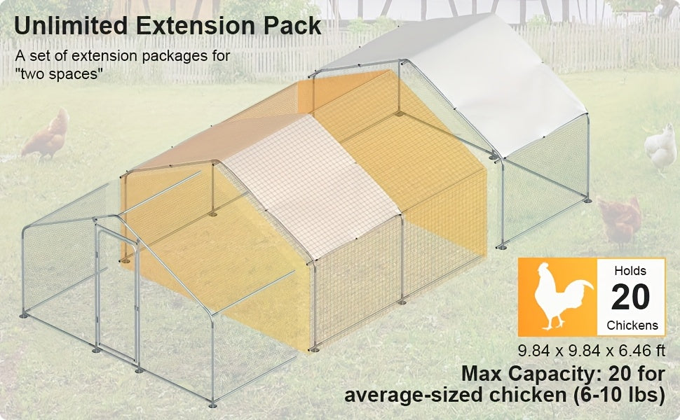 Outdoor Large Dog Kennels Playpen Crate Heavy Duty Pet Cage Enclosure Run for Yard with And UV Protected Top Cover Small Animal Run Cage Walk-In Metal Rabbit Cage Outdoor Backyard Garden
