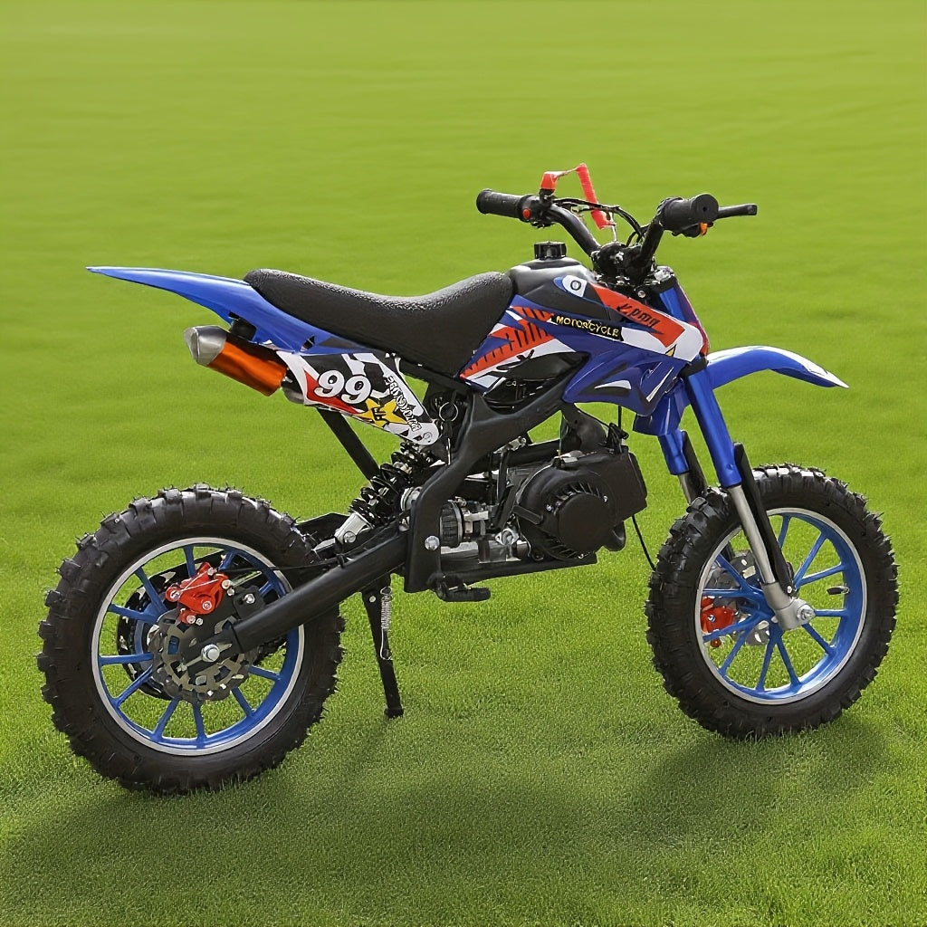 49cc 2-Stroke Mountain Dirt Bike, Gas Power Motocross, Off Road Mini Motorcycle, Pocket Motorbike With Front Rear Disc Brakes, Maximum Speed Up To 20mph, Without Battery