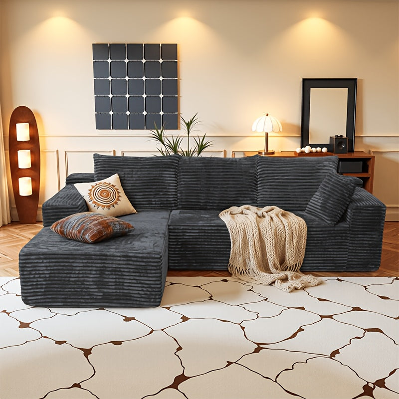 103-inch L-shaped Sofa, a Multifunctional Transforming Compression Sofa Bed with Chaise Lounge, Comes with 2 Throw Pillows, Built-in High-density Supportive Sponge, a No-assembly-required Sofa Chair Suitable for Bedrooms and Living Rooms