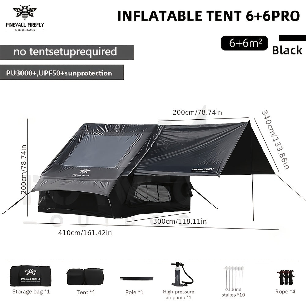 6-10 Person Inflatable Camping Tent - Easy-To-Set-Up Family Outdoor Tent with Sunshade, Windproof, Heat Insulation, And Mosquito Protection. High-Quality Design, Suitable for All Seasons, Includes Storage Bag, Air Conditioning Vent, And Chimney