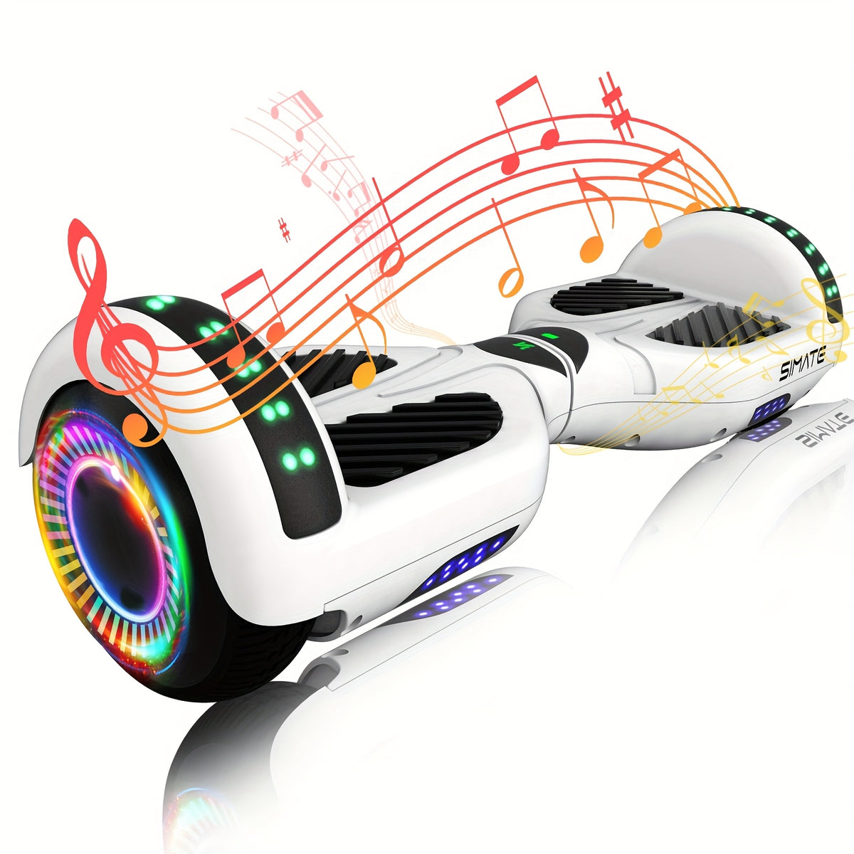 SIMATE 6.5" Hoverboard for Kids, Colorful LED Lights, Self-Balance Technology, Gift for Children, Teenagers And Adults, Maximum Speed Up to 7.5mph, Maximum Range Of 7.5 Miles, 300W